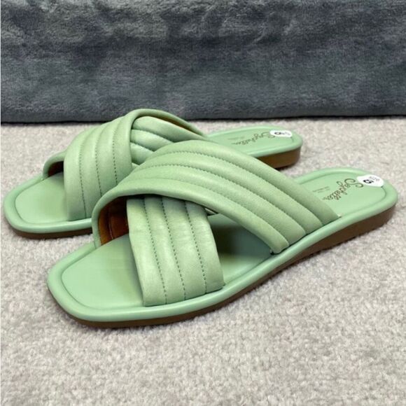 Seychelles Womens Word For Word Slide Sandals Green Size 8 NWOT - Picture 1 of 9